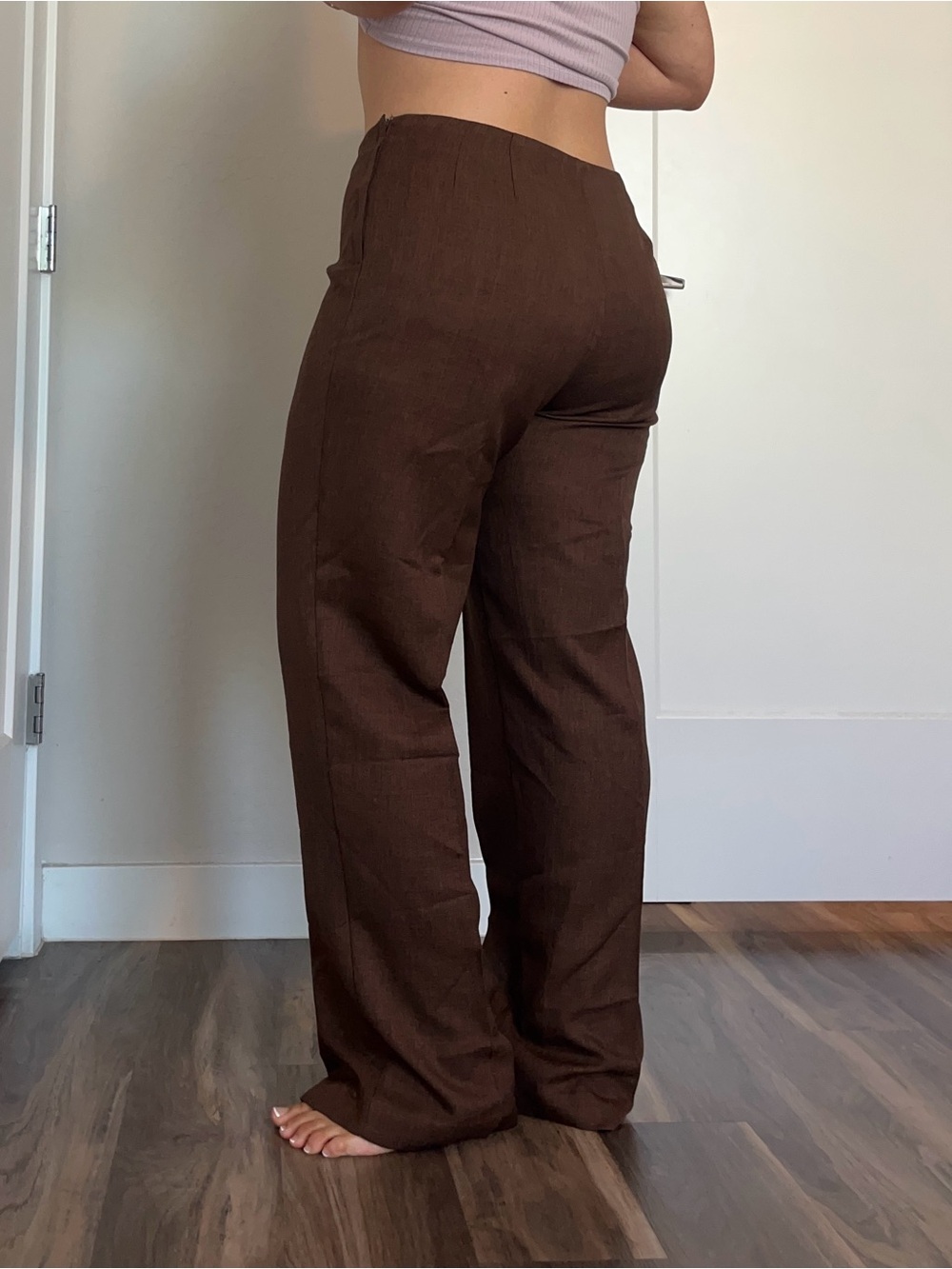 90s Vintage pleated mid rise brown trousers size 12